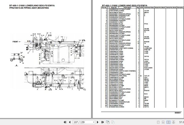 Tadano Crane BT 400 1 31600 Lower Hino BDG FS1EWYA Parts Catalog 2