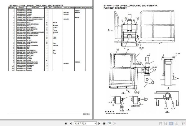 Tadano Crane BT 400 1 31604 Upper Lower Hino BDG FS1EWYA Parts Catalog 2