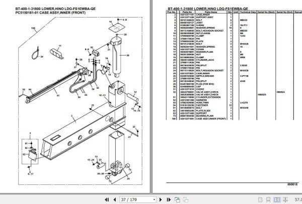 Tadano Crane BT 400 1 31800 Lower Hino LDG FS1EWBA QE Parts Catalog 2