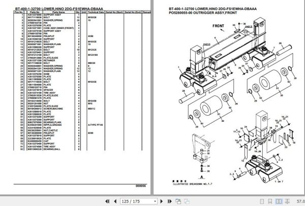 Tadano Crane BT 400 1 32700 Lower Hino 2DG FS1EWHA DBAAA Parts Catalog 2