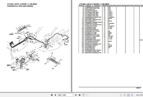 Tadano Crane CTI 500 1 00101 5 Boom 2 Jib 2M2D Parts Catalog 2
