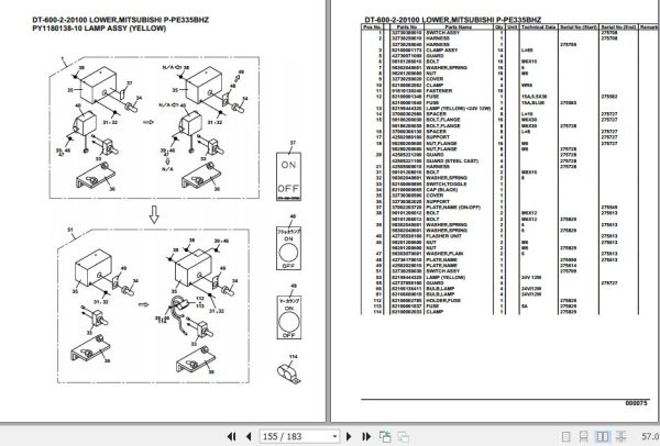 Tadano Crane DT 600 2 20100 Lower Mitsubishi P PE335BHZ Parts Catalog 2