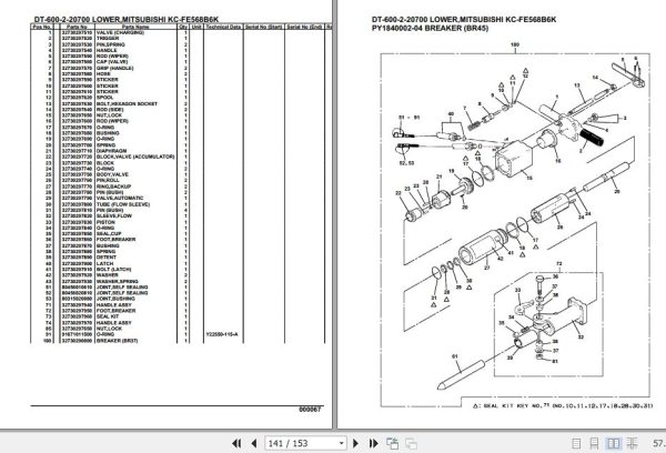 Tadano Crane DT 600 2 20700 Lower Mitsubishi KC FE568B6K Parts Catalog 2