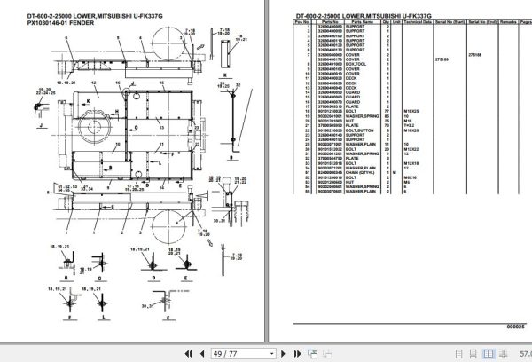Tadano Crane DT 600 2 25000 Lower Mitsubishi U FK337G Parts Catalog 2