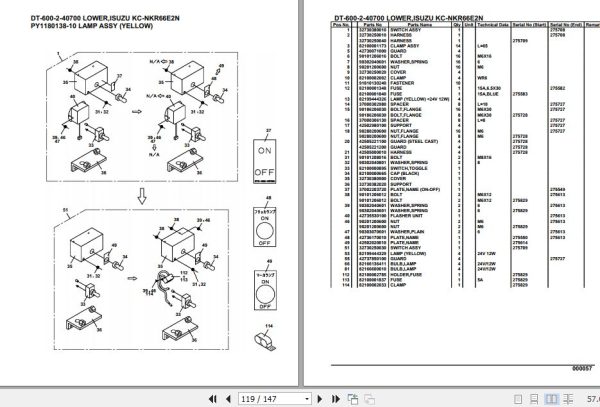 Tadano Crane DT 600 2 40700 Lower Isuzu KC NKR66E2N Parts Catalog 2
