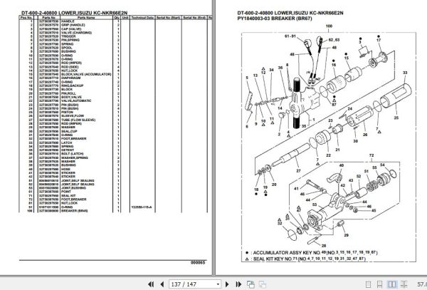 Tadano Crane DT 600 2 40800 Lower Isuzu KC NKR66E2N Parts Catalog 2