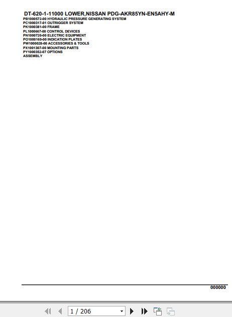 Tadano Crane DT 620 1 11000 Lower Nissan PDG AKR85YN EN5AHY M Parts Catalog 1