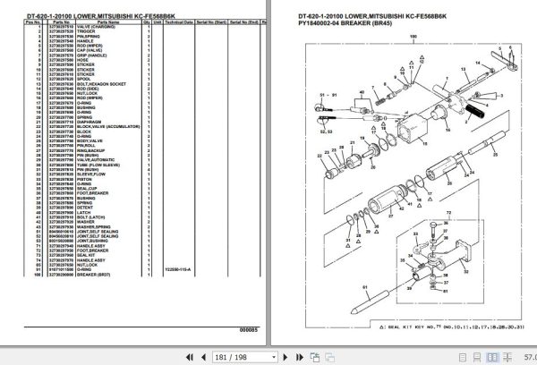 Tadano Crane DT 620 1 20100 Lower Mitsubishi KC FE568B6K Parts Catalog 2
