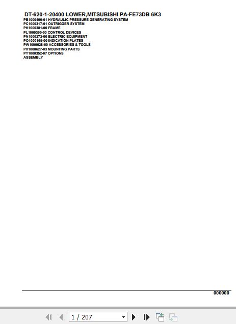 Tadano Crane DT 620 1 20400 Lower Mitsubishi PA FE73DB 6K3 Parts Catalog 1
