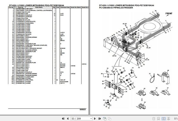 Tadano Crane DT 620 1 21000 Lower Mitsubishi PDG FE73DBY6KA4 Parts Catalog 2