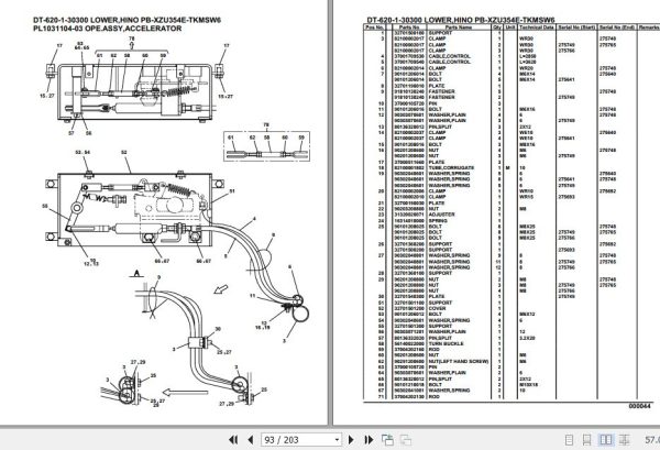Tadano Crane DT 620 1 30300 Lower Hino PB XZU354E TKMSW6 Parts Catalog 2