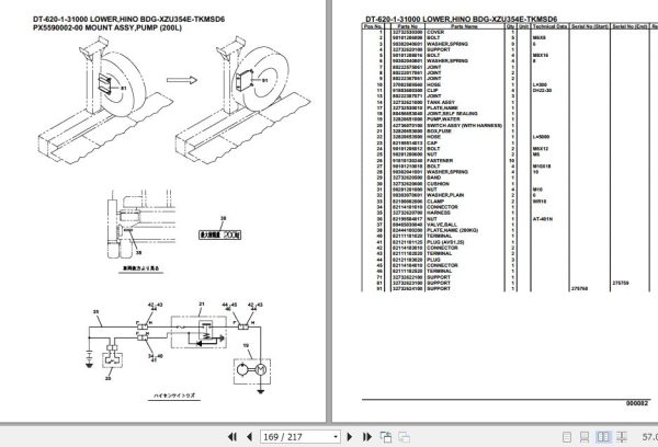 Tadano Crane DT 620 1 31000 Lower Hino BDG XZU354E TKMSD6 Parts Catalog 2
