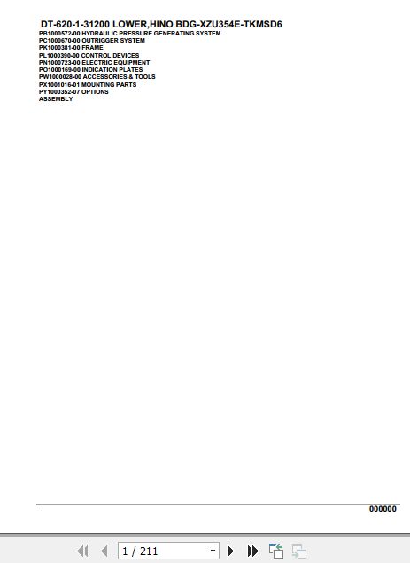 Tadano Crane DT 620 1 31200 Lower Hino BDG XZU354E TKMSD6 Parts Catalog 1