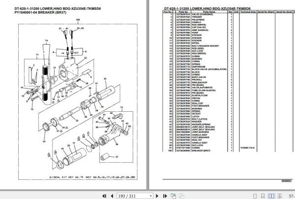 Tadano Crane DT 620 1 31200 Lower Hino BDG XZU354E TKMSD6 Parts Catalog 2