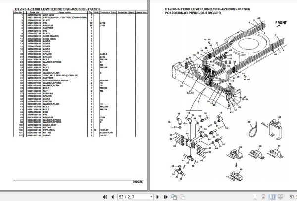 Tadano Crane DT 620 1 31300 Lower Hino SKG XZU600F TKFSC6 Parts Catalog 2