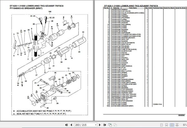 Tadano Crane DT 620 1 31500 Lower Hino TKG XZU600F TKFSC6 Parts Catalog 2