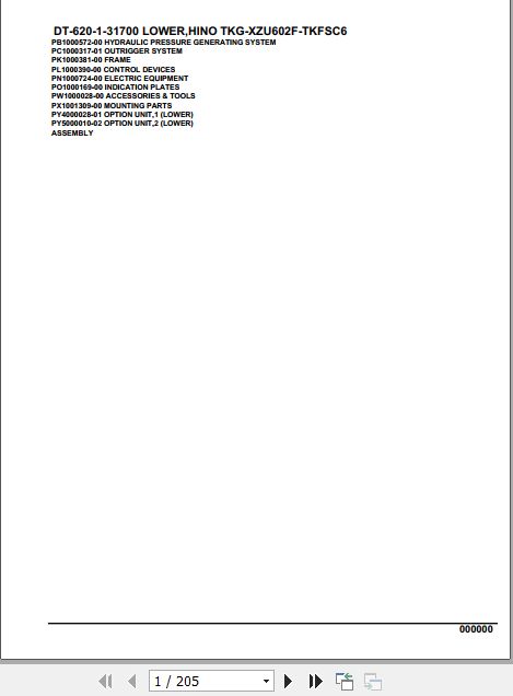 Tadano Crane DT 620 1 31700 Lower Hino TKG XZU602F TKFSC6 Parts Catalog 1