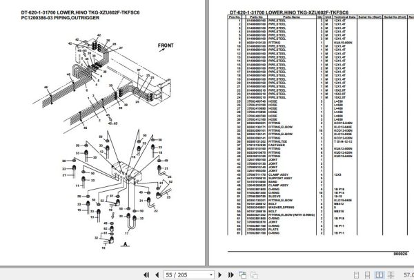 Tadano Crane DT 620 1 31700 Lower Hino TKG XZU602F TKFSC6 Parts Catalog 2