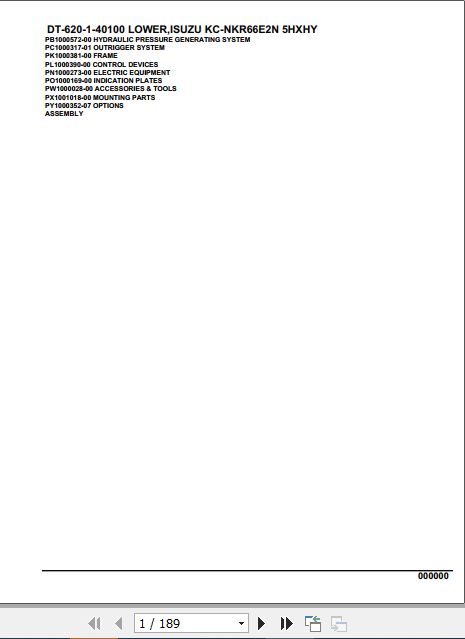 Tadano Crane DT 620 1 40100 Lower Isuzu KC NKR66E2N 5HXHY Parts Catalog 1