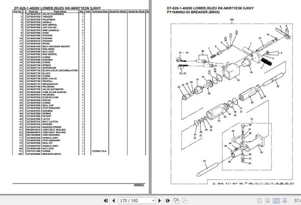 Tadano Crane DT 620 1 40200 Lower Isuzu KK NKR71E3N 5JXHY Parts Catalog 2