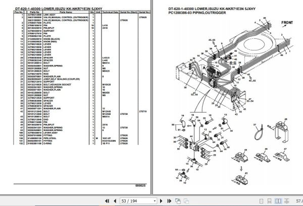 Tadano Crane DT 620 1 40300 Lower Isuzu KK NKR71E3N 5JXHY Parts Catalog 2