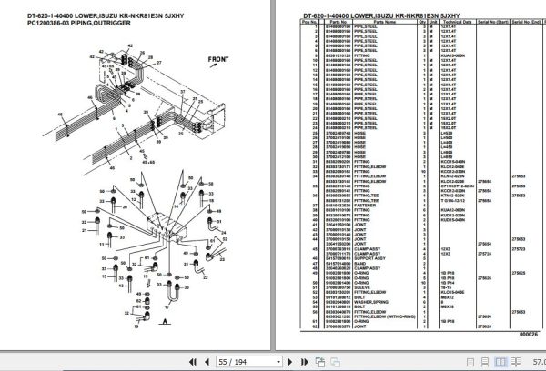 Tadano Crane DT 620 1 40400 Lower Isuzu KR NKR81E3N 5JXHY Parts Catalog 2