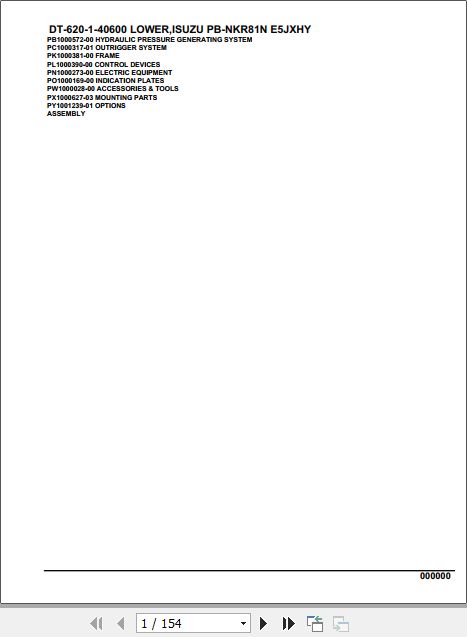 Tadano Crane DT 620 1 40600 Lower Isuzu PB NKR81N E5JXHY Parts Catalog 1