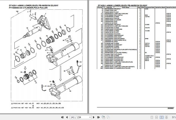 Tadano Crane DT 620 1 40600 Lower Isuzu PB NKR81N E5JXHY Parts Catalog 2