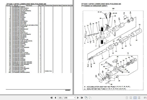 Tadano Crane DT 620 1 40700 Lower Hino BDG FC6JGWA NK Parts Catalog 2
