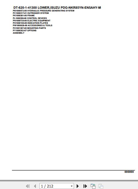 Tadano Crane DT 620 1 41300 Lower Isuzu PDG NKR85YN EN5AHY M Parts Catalog 1