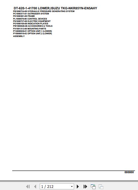 Tadano Crane DT 620 1 41700 Lower Isuzu TKG NKR85YN EN5AHY Parts Catalog 1