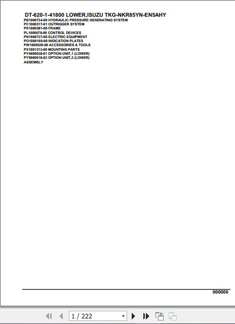 Tadano Crane DT 620 1 41800 Lower Isuzu TKG NKR85YN EN5AHY Parts Catalog 1