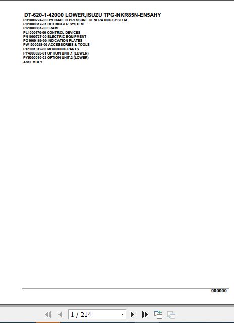 Tadano Crane DT 620 1 42000 Lower Isuzu TPG NKR85N EN5AHY Parts Catalog 1