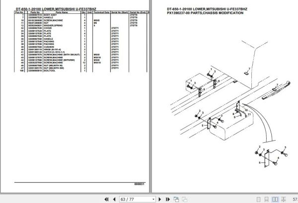 Tadano Crane DT 650 1 20100 Lower Mitsubishi U FE337BHZ Parts Catalog 2