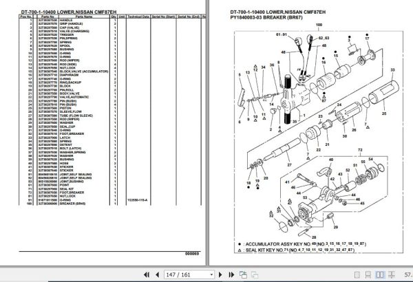 Tadano Crane DT 700 1 10400 Lower Nissan CMF87EH Parts Catalog 2