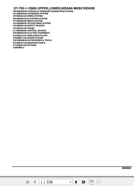 Tadano Crane DT 700 1 10906 Upper Lower Nissan MKB210EHHB Parts Catalog 1