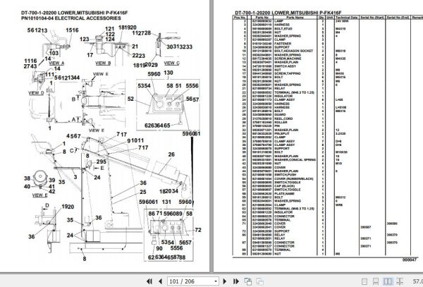 Tadano Crane DT 700 1 20200 Lower Mitsubishi P FK416F Parts Catalog 2