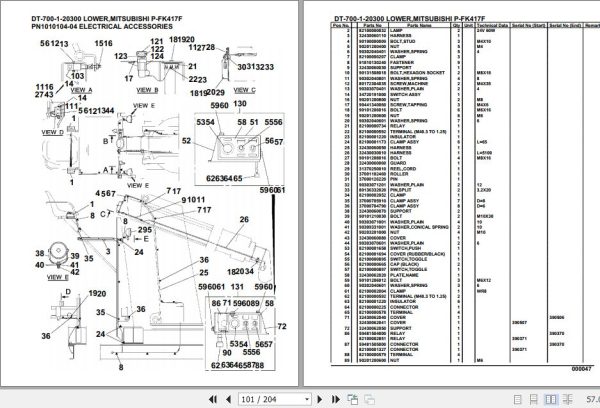 Tadano Crane DT 700 1 20300 Lower Mitsubishi P FK417F Parts Catalog 2