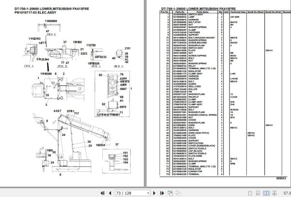 Tadano Crane DT 700 1 20600 Lower Mitsubishi FK415FRE Parts Catalog 2