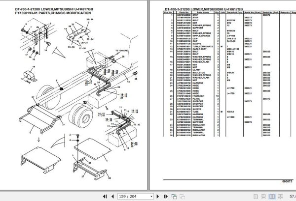 Tadano Crane DT 700 1 21200 Lower Mitsubishi U FK617GB Parts Catalog 2