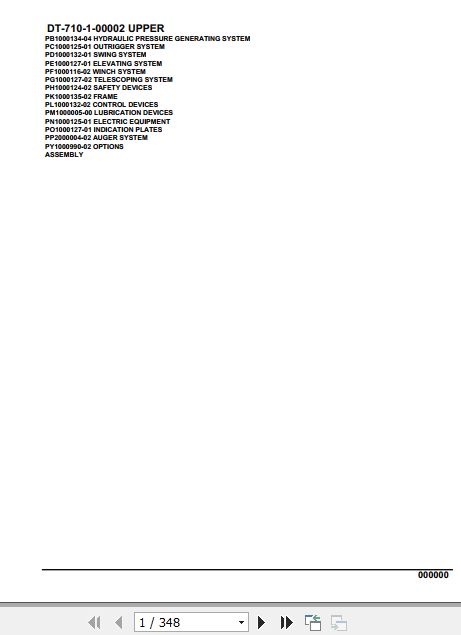 Tadano Crane DT 710 1 00002 Upper Parts Catalog 1