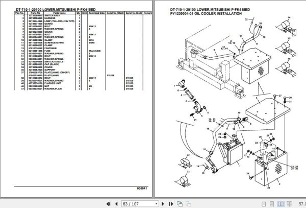 Tadano Crane DT 710 1 20100 Lower Mitsubishi P FK415ED Parts Catalog 2
