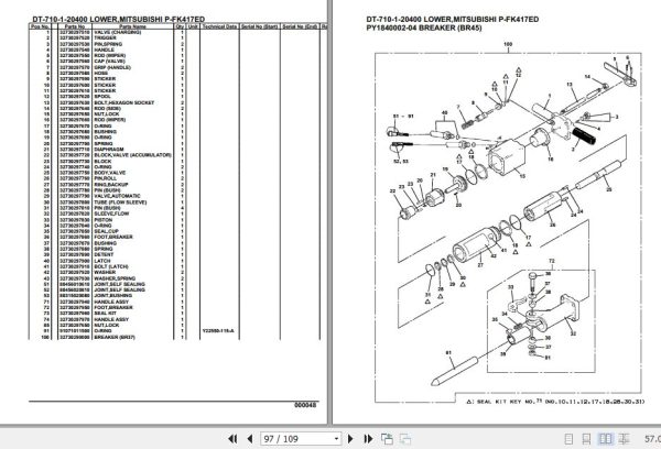 Tadano Crane DT 710 1 20400 Lower Mitsubishi P FK417ED Parts Catalog 2