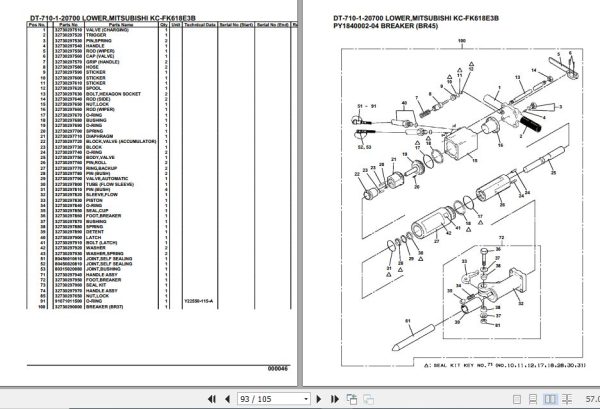 Tadano Crane DT 710 1 20700 Lower Mitsubishi KC FK618E3B Parts Catalog 2