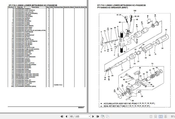 Tadano Crane DT 710 1 20800 Lower Mitsubishi KC FK628E3B Parts Catalog 2