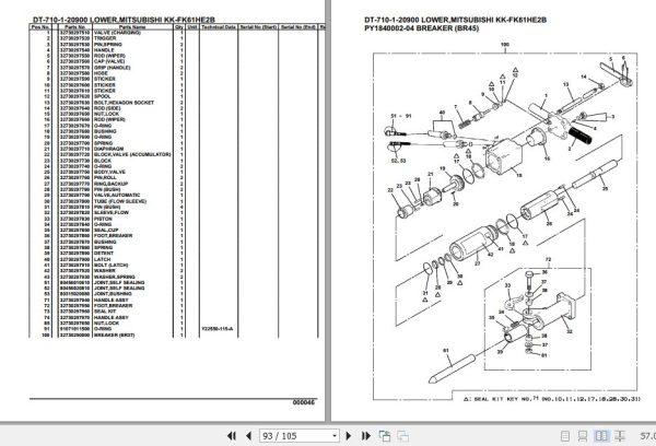 Tadano Crane DT 710 1 20900 Lower Mitsubishi KK FK61HE2B Parts Catalog 2