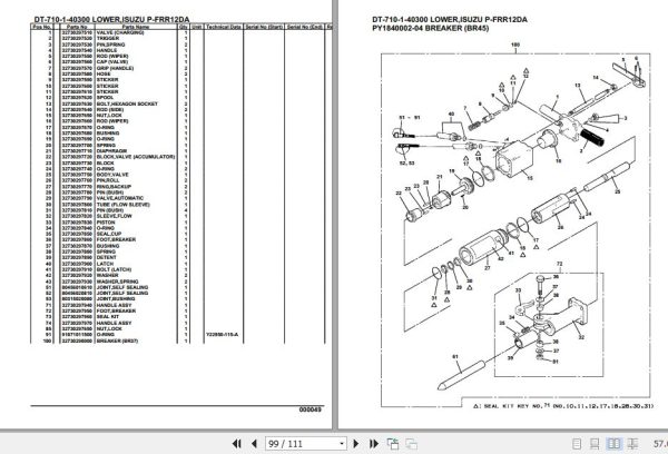 Tadano Crane DT 710 1 40300 Lower Isuzu P FRR12DA Parts Catalog 2