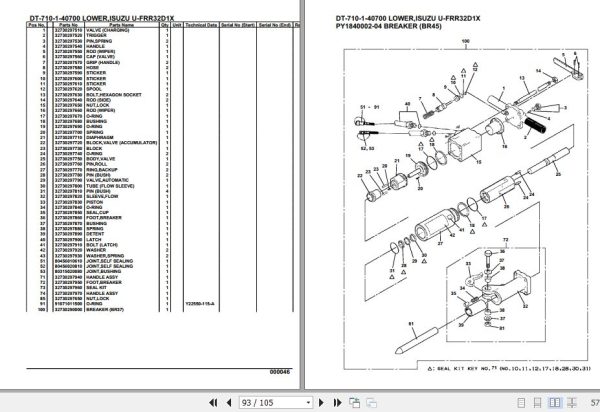 Tadano Crane DT 710 1 40700 Lower Isuzu U FRR32D1X Parts Catalog 2