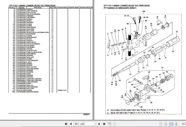 Tadano Crane DT 710 1 40800 Lower Isuzu KC FRR33D2X Parts Catalog 2