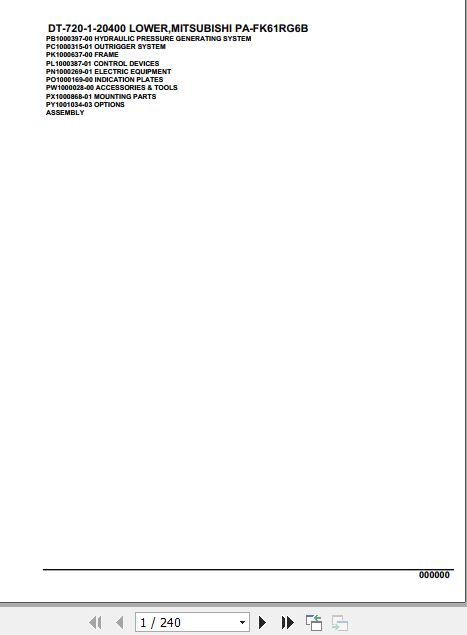 Tadano Crane DT 720 1 20400 Lower Mitsubishi PA FK61RG6B Parts Catalog 1